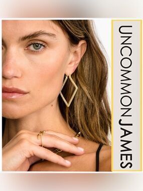 NWT Uncommon James Girl Boss 2.0 Pave’ Hoop Earrings in Gold